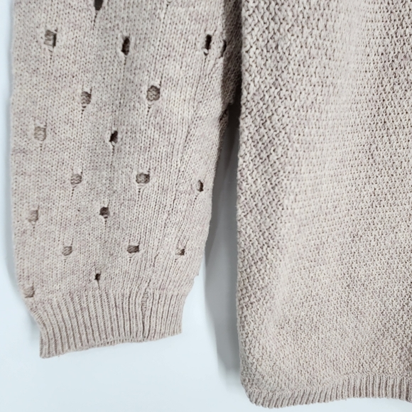 Anthropologie Moth Cashmere Blend Mock Neck Perforated Sleeve Sweater Medium - Picture 6 of 10